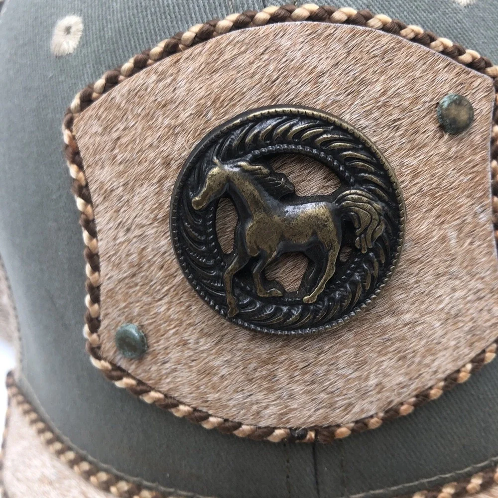 Somher Only Baseball Hat Womens Snap Back Cowhide Brim Used Green Brown Preowned